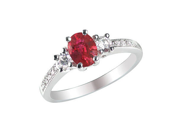 Ruby Center Stone Ring isolated on white